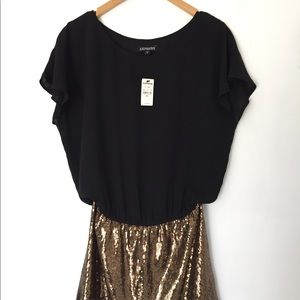 Black and gold sequins dress